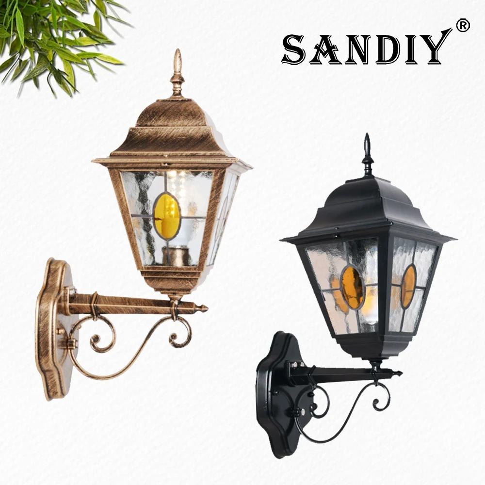 

SANDIY внешний настенный светильник, уличный светильник для крыльца, ретро садовый светильник, европейские бра, водонепроницаемый декор для двора, освещение для патио, 220 В