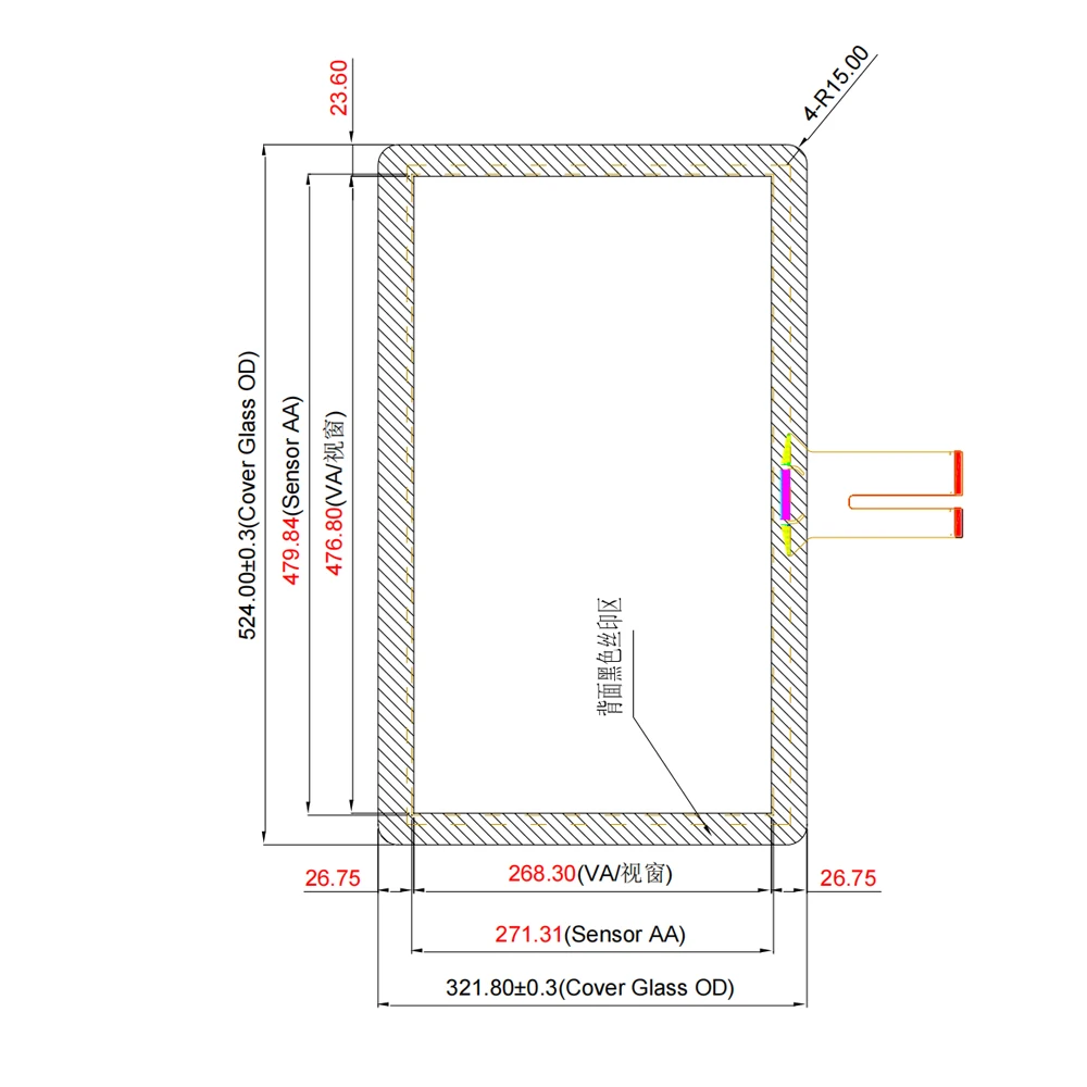21.5 Inch Projected Capacitive Touch Panel,10 Touch Points Capacitive Touch Screen,Cover glass + sensor glass，G+G structure
