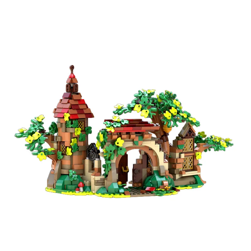 1114 pièces - Ruines urbaines dans la forêt enchantée - MOC - Blocs de construction modulaires personnalisables - Briques créatives - Design créatif - Jouet d'assemblage DIY pour garçons - Cadeau