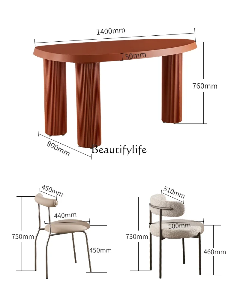 X4 Nordic Modern Minimalist French Dining Table Home Oval Dining Table