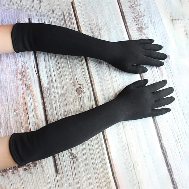 Guantes largos de punto de algodón elástico para mujer, protección solar, forro cepillado Simple, mangas cálidas, Otoño e Invierno