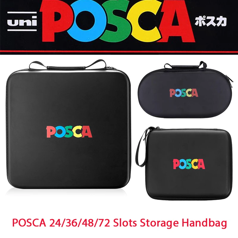 uni posca Leather Storage Handbag , 24/36/48/72 Slots Empty Large Capacity Storage Gift Box for posca markers 1M 3M 5M 8K 17K