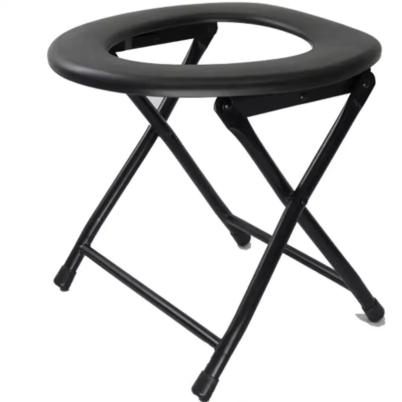 ‌Foldable Commode Chair for Elderly/Pregnant - Slip-Proof Bath Bench with Splash Guard 4 Non-Slip Legs & Portable Toilet Aid