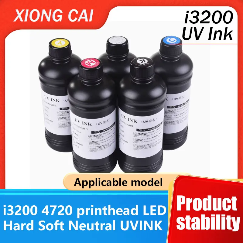 XiongCai 1000 ml UV-Tinte für Epson I3200 U1 4720-Drucker – weiche/harte/neutrale Typen mit Lack- und Primeroptionen