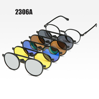 6 In 1 Spectacle Frame Men Women With 5 PCS Clip On Polarized Sunglasses Magnetic Glasses Male Computer Optical 2306