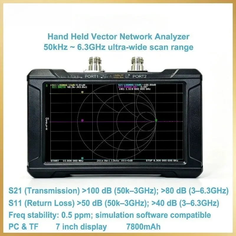 7-Inch screen 67 6GHz vector network analyzer, antenna shortwave MF HF VH
