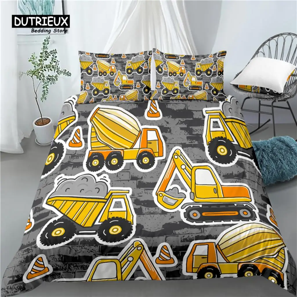 Home Living Luxury 3D Concrete Truck Print 2/3Pcs Comfortable Duvet Cover PillowCase Bedding Sets Queen and King AU/EU/US Size