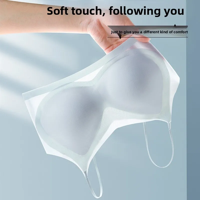 Nuevo sujetador de tirantes ultrafino y transpirable de seda helada sin costuras para mujer, cómodo y transpirable, con espalda hermosa