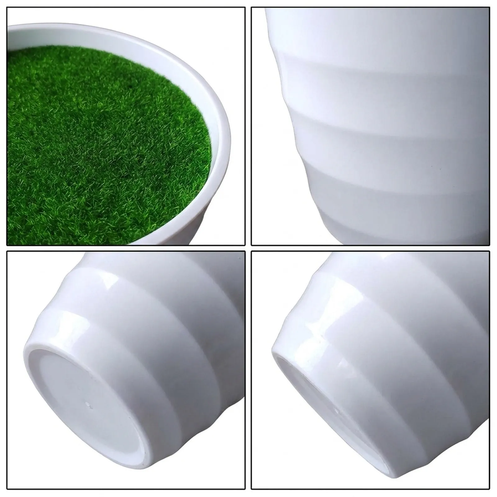 1PC Artificial Pot Plants Pot Lawn Vase White Plastic Thick Flower Pot Home Garden Decorations