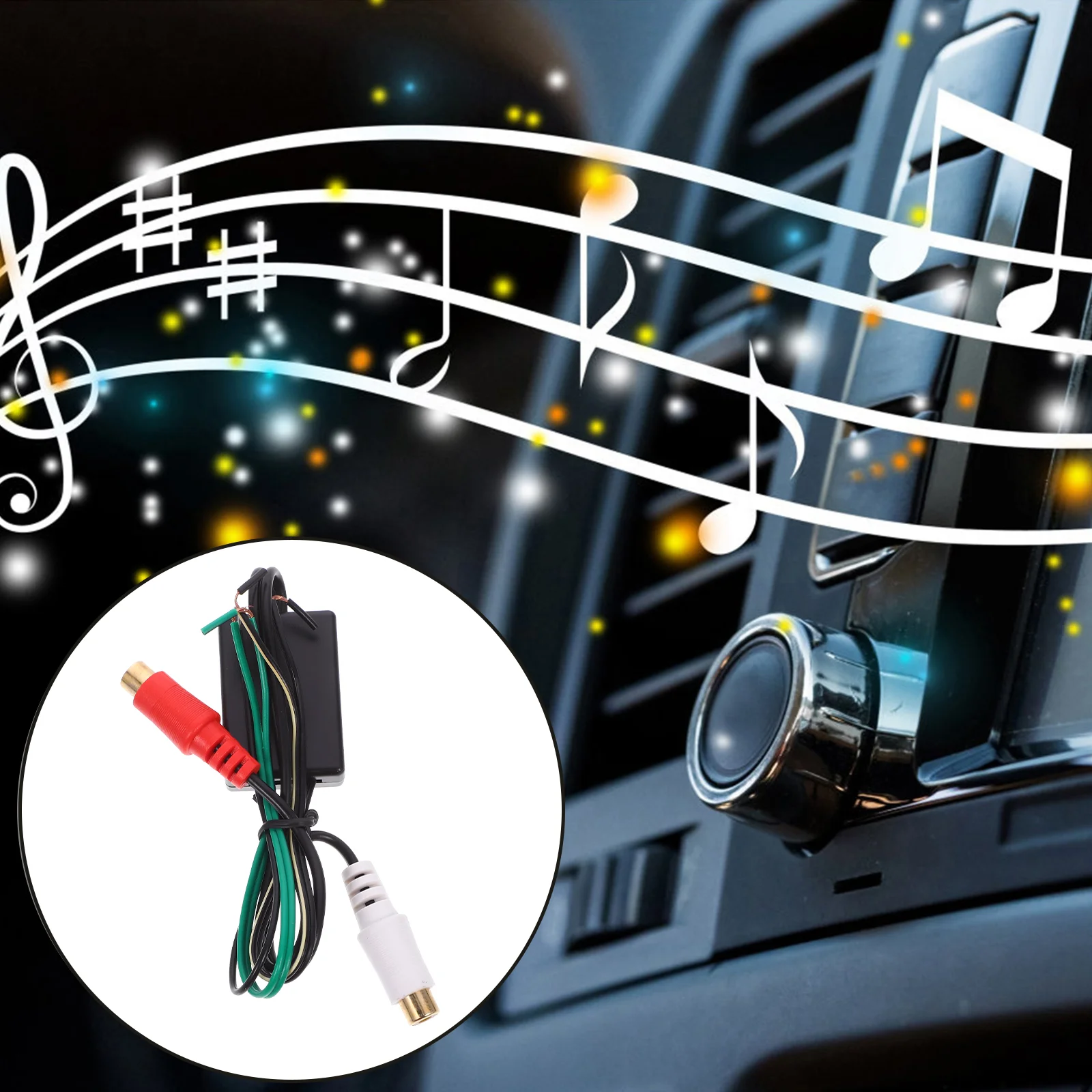 

Car Subwoofer Audio Adapter Cable Vehicle Speaker Household High to Low RCA Converter