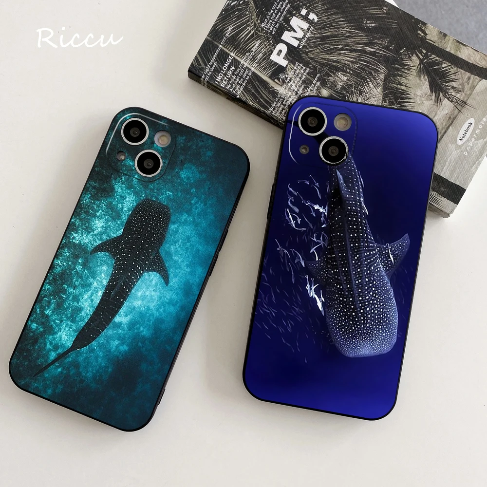 FOR IPhone 14 Ocean Whale Shark Swimming Soft Case for Iphone 14 11 12 Pro 8 7Plus X 13 Pro MAX SE2020 XR XS Soft Covers