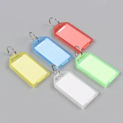 20 Pieces Flap Transparent Keychain Colorful Plastic Label Keychain Double Sided Marking Key Plate Luggage Hotel ID Tag