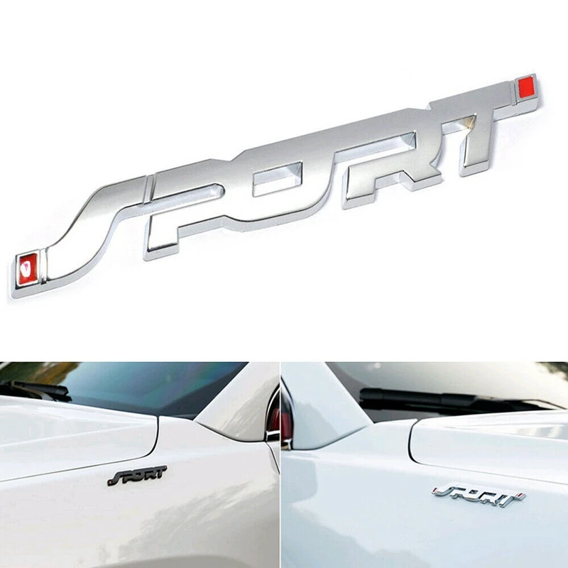 SPORT Logo Emblem Car Trunk Fender Badge 3D Sticker Metal Decal Accessory Silver