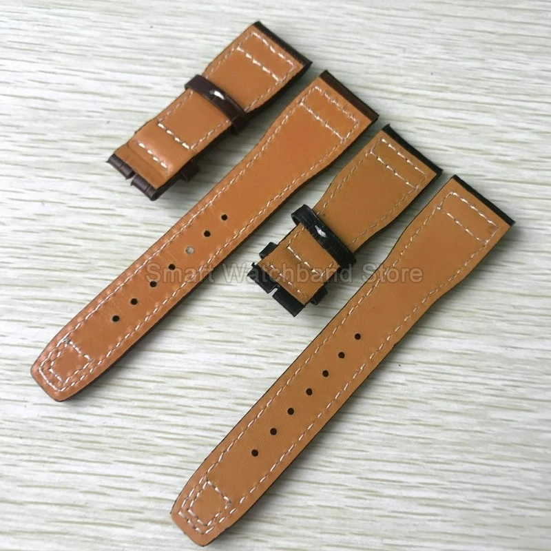 واجهة خاصة باللون الأسود والأزرق لساعة IWC Le Petit Prince Mark 18 Spitfire من الجلد الطبيعي بإبزيم خاص وخياطة دقيقة