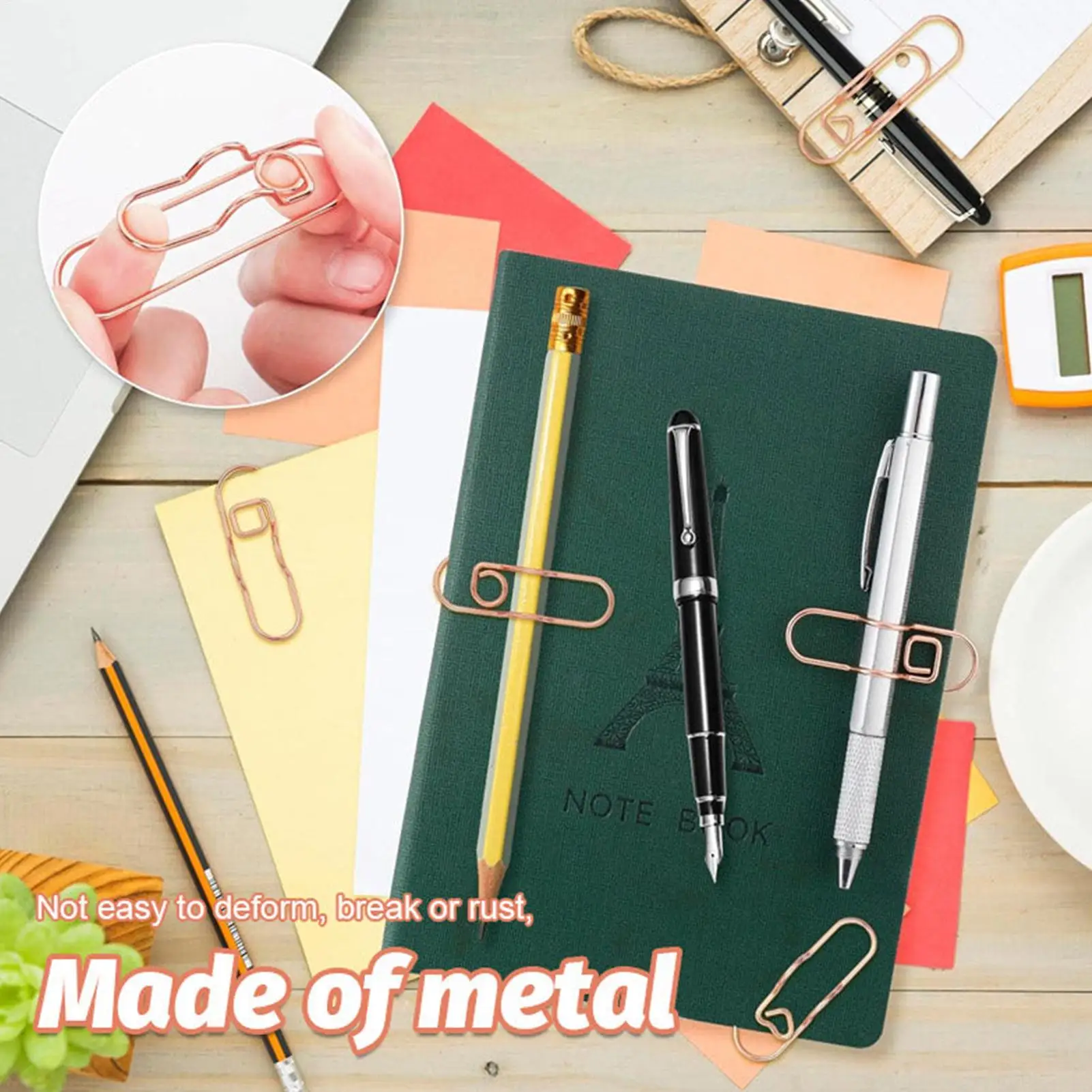 8pcs Colorful Heart Metal Pen Clips MultiFunction Paper Clip Pen Holder Bookmarks For Notebooks Paper Clips Stationery Tool