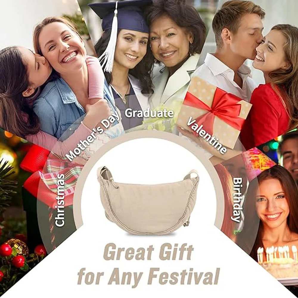 Umhängetasche für Damen, Trendige Dumpling-Tasche, Leichte Kleine Nylon-Schultertasche, Vielseitige Schultertasche – Detail 7