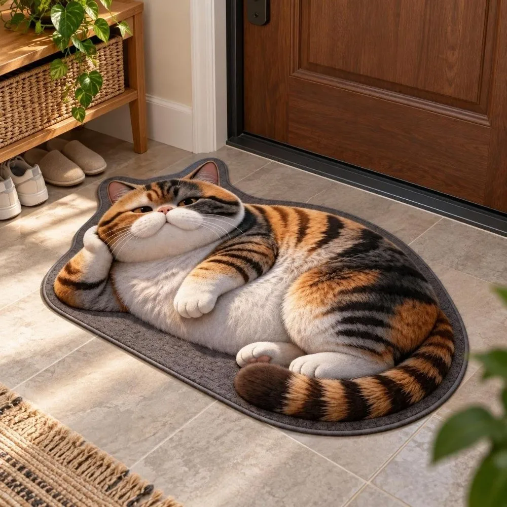 Diatomaceous Earth Lifelike Cat Floor Mat 40×60CM 50×80CM 60×90CM Water-absorbing Bathroom Carpet Non-slip Washable