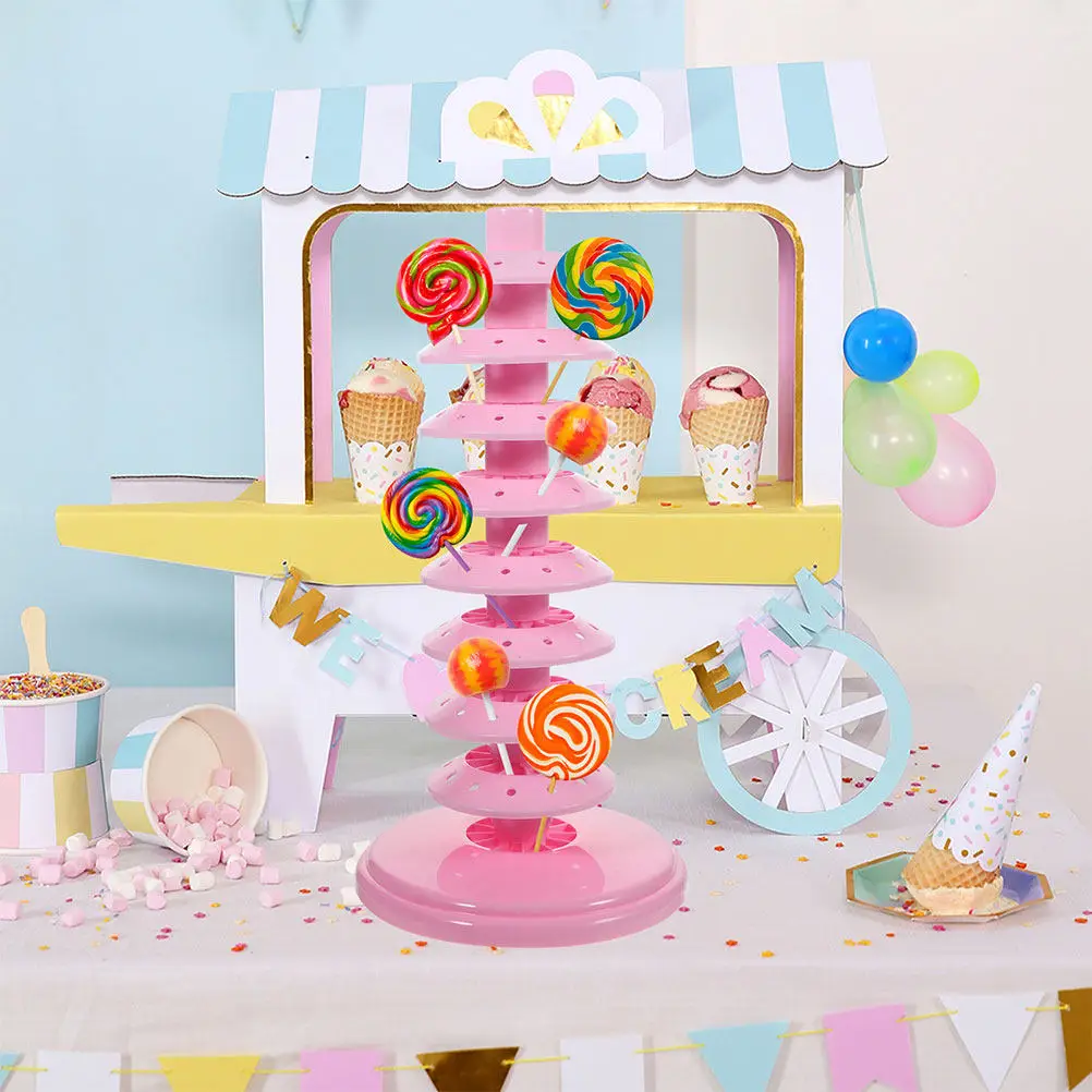 3Pcs Multi-Tier Lollipop Holder PP Material Desktop Party Display Rack Cake Pops Stand Wedding Decorative Candy Organizer
