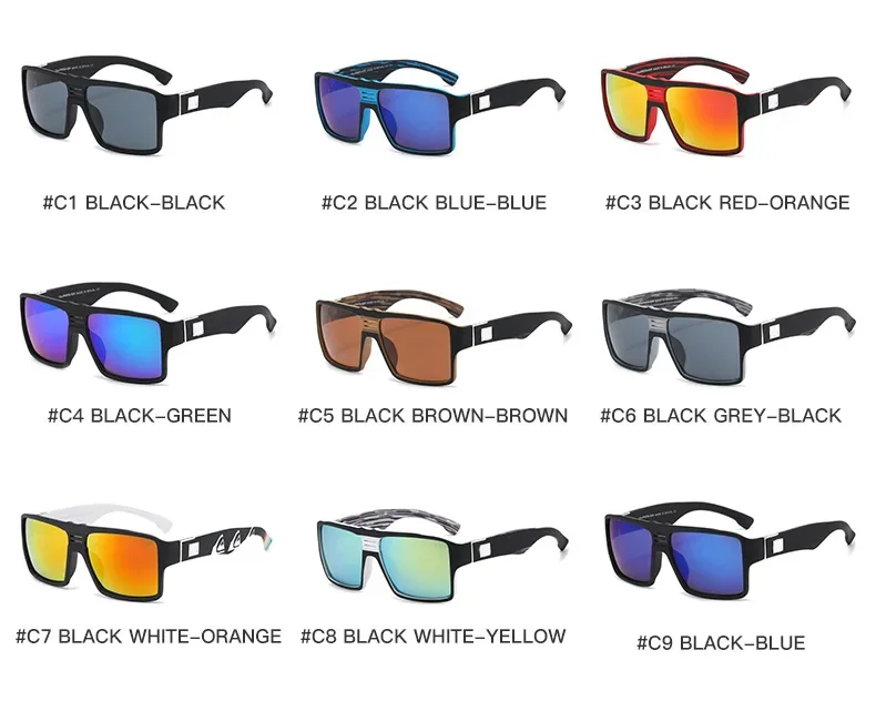 Fashion Trend Sunglasse Men Women Outdoor Large Square Frame Goggle Surfing Beach Sun Glasses Colorful UV400