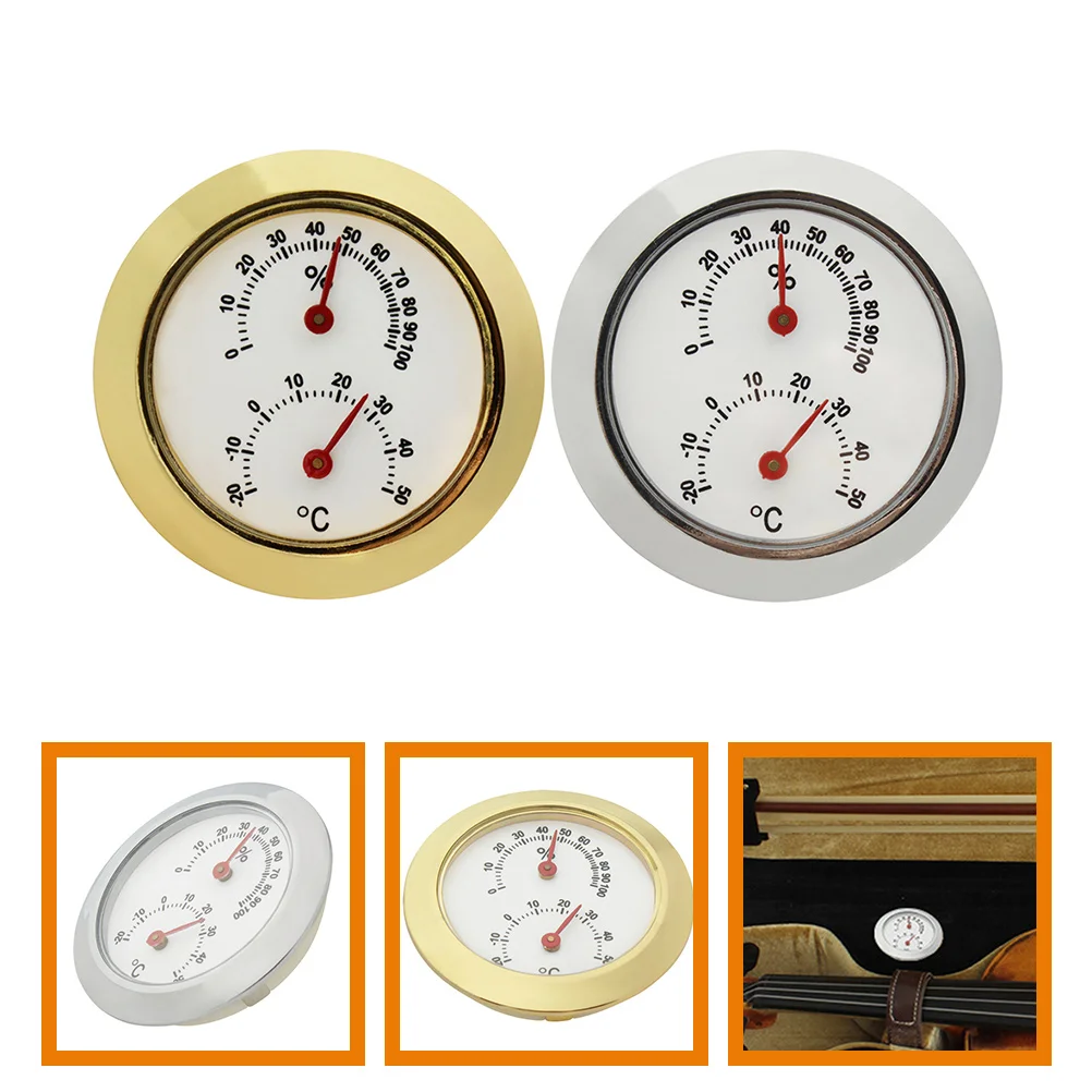 

2 Pcs Hygrometer Humidity and Temperature 's Room Guitar Accesories Metal Original Violin Humidifier Acoustic