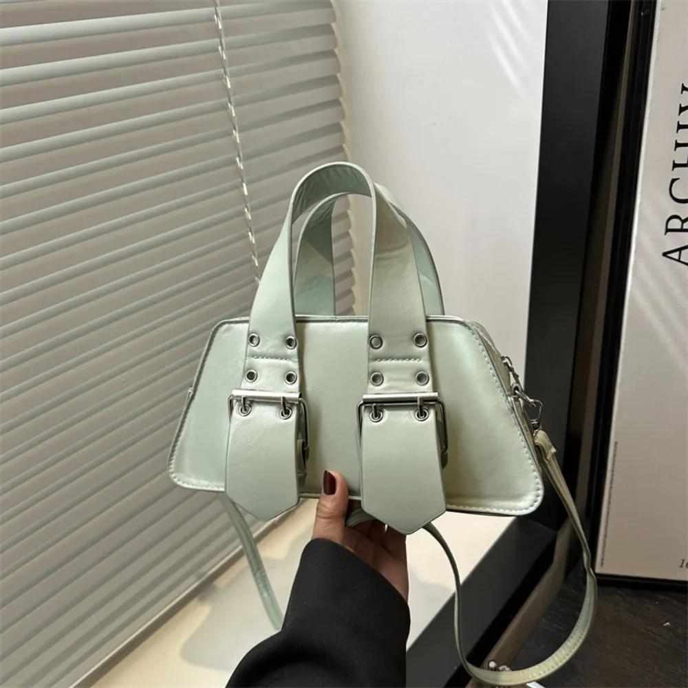

Retro Designer Buckle Shoulder Bag Luxury Vintage Cross Body Bag Y2k Gothic PU Leather Handbag Female