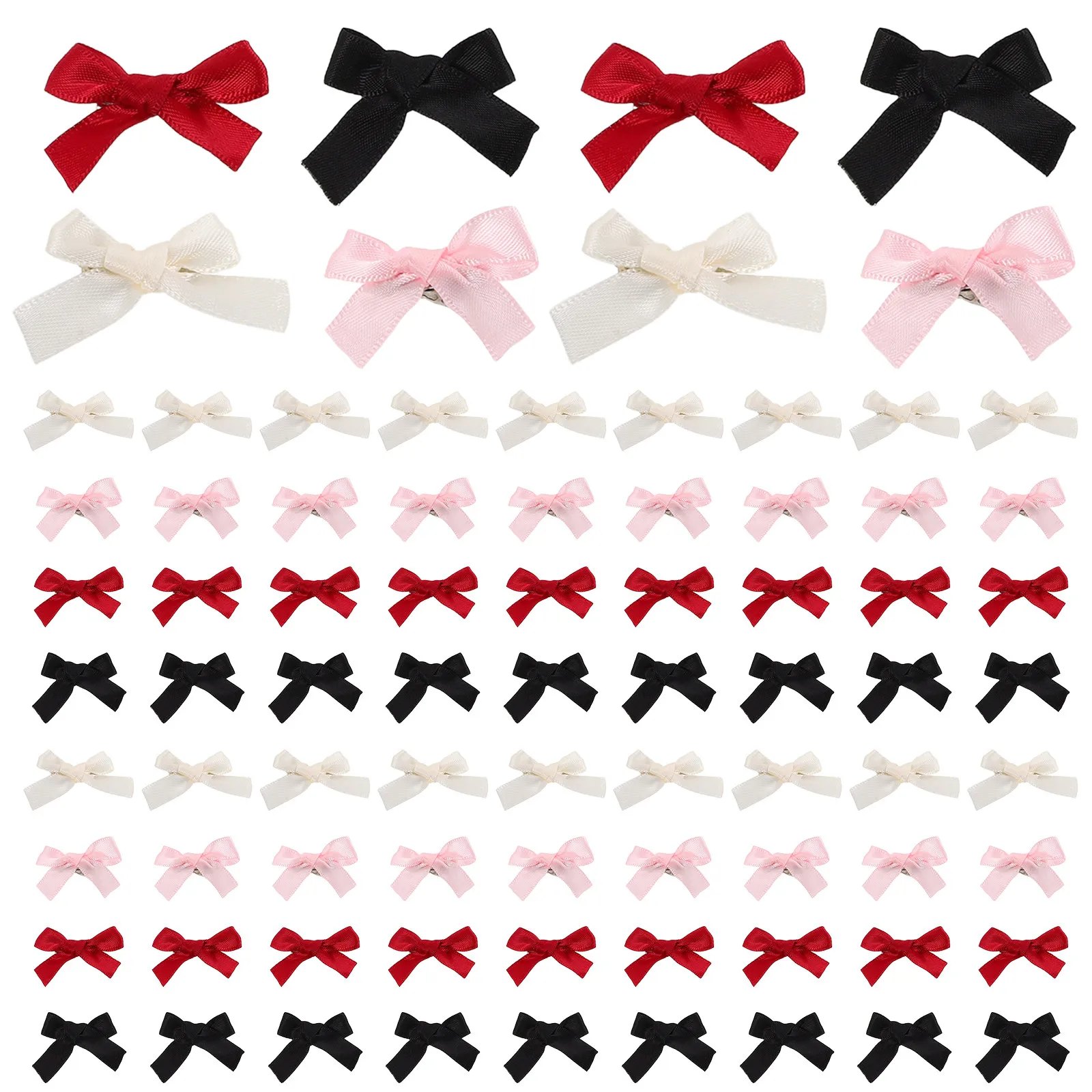 

100Pcs Bowknot Hair Clips Cute Mini Ribbon Barrettes for Teens Fashion Hairpins Lightweight Comfortable Daily Use Hair