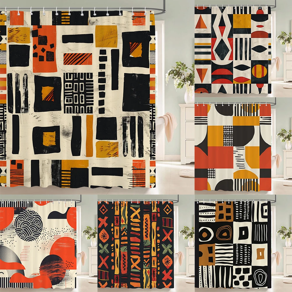 

Home shower curtains for bathroom waterproof fabric Nordic Retro Moroccan style bathroom Curtains with hooks decorative curtain