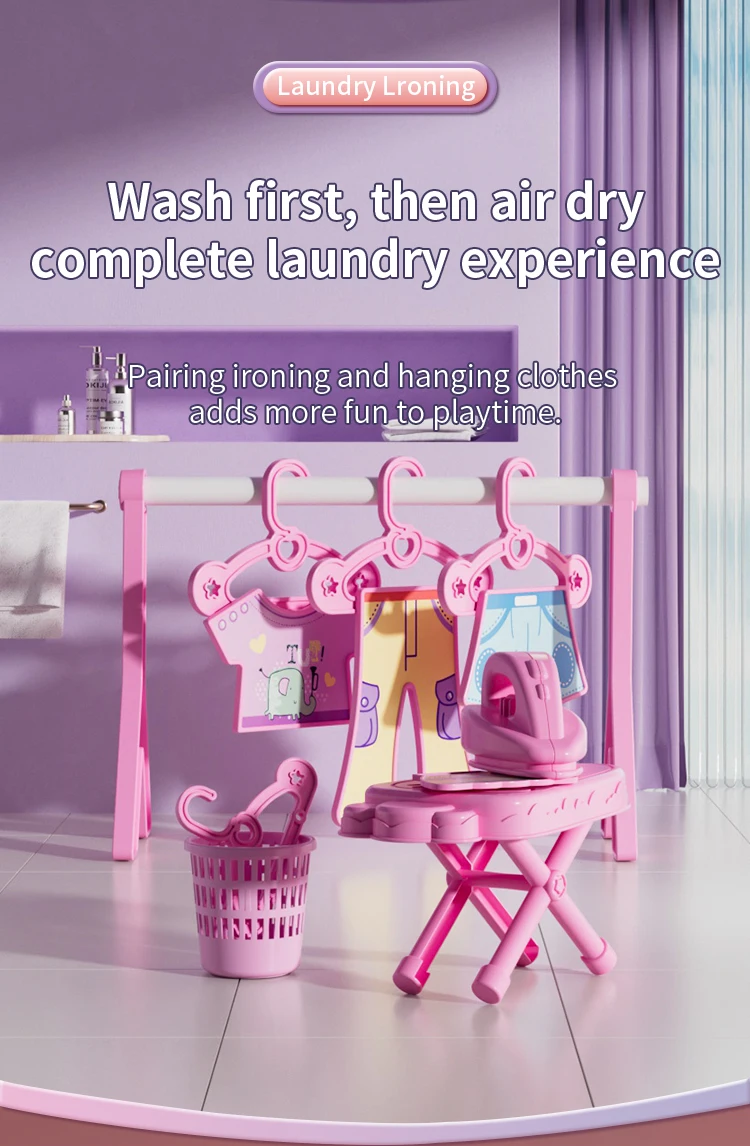 Children's Toy Washing Machine and Dryer, Portable Dollhouse Furniture Washing Machine, Educational Toys for Boys and Girls