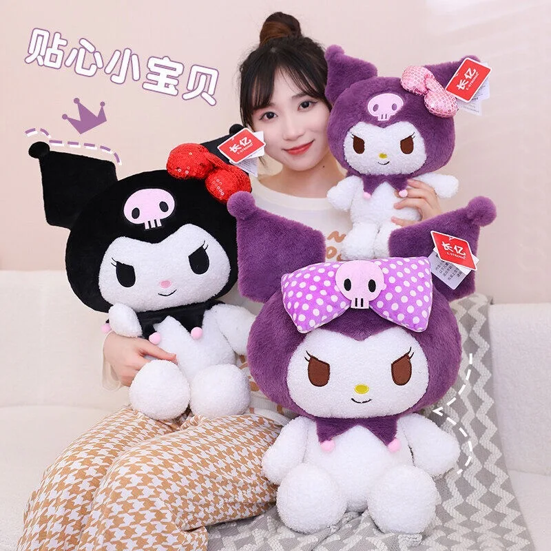 

Sanrio Kuromi Plush Dolls Kawaii My Melody Cinnamoroll Soft Stuffed Animals Anime Figure Pillow Cartoon Decor Kids Toys