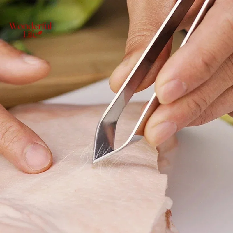 1Pcs  Stainless Steel Fish Bone Tweezers Pincer Clip Puller Remover Tongs Fish Bone Plucking Clamp Kitchen Gadgets Seafood Tools
