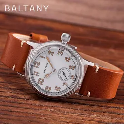 Baltany WW1 Trench Military Watches S2051 ST1701 White Enamel Dial Sapphire Crystal Stainless Steel Automatic Vintage Wristwatch