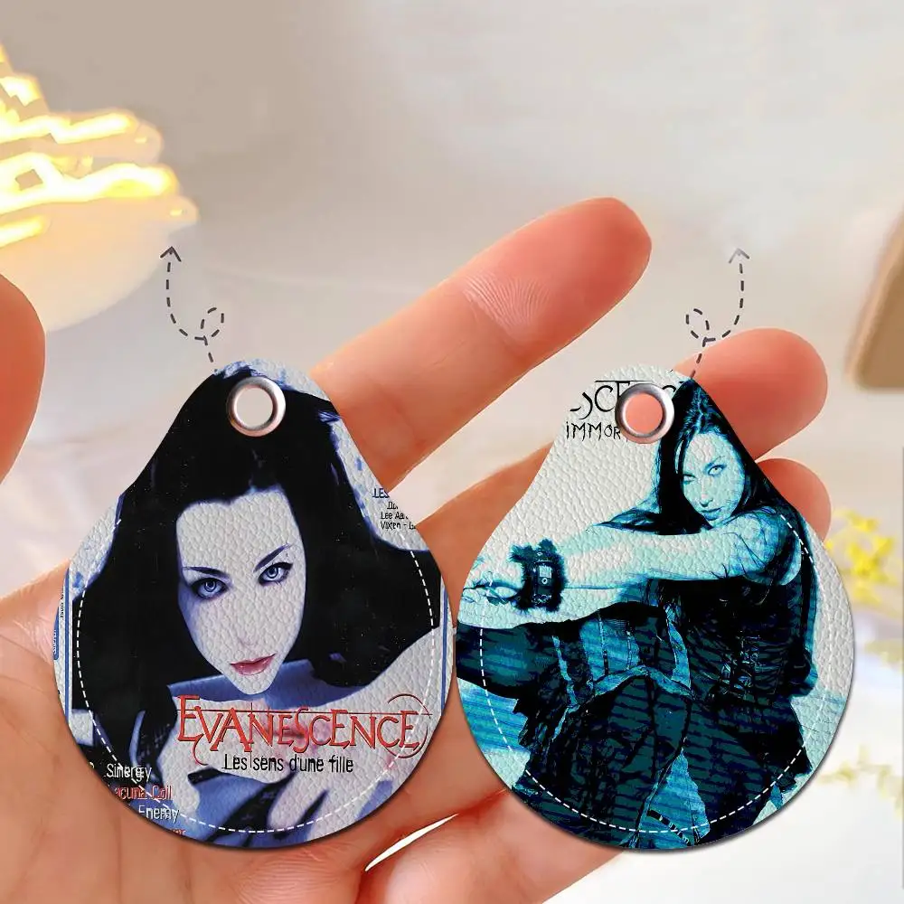 Evanescence Band 1PCS PU Leather Keychain Protective Case Door Lock Access Control Tags Card Bag Key Tag Ring