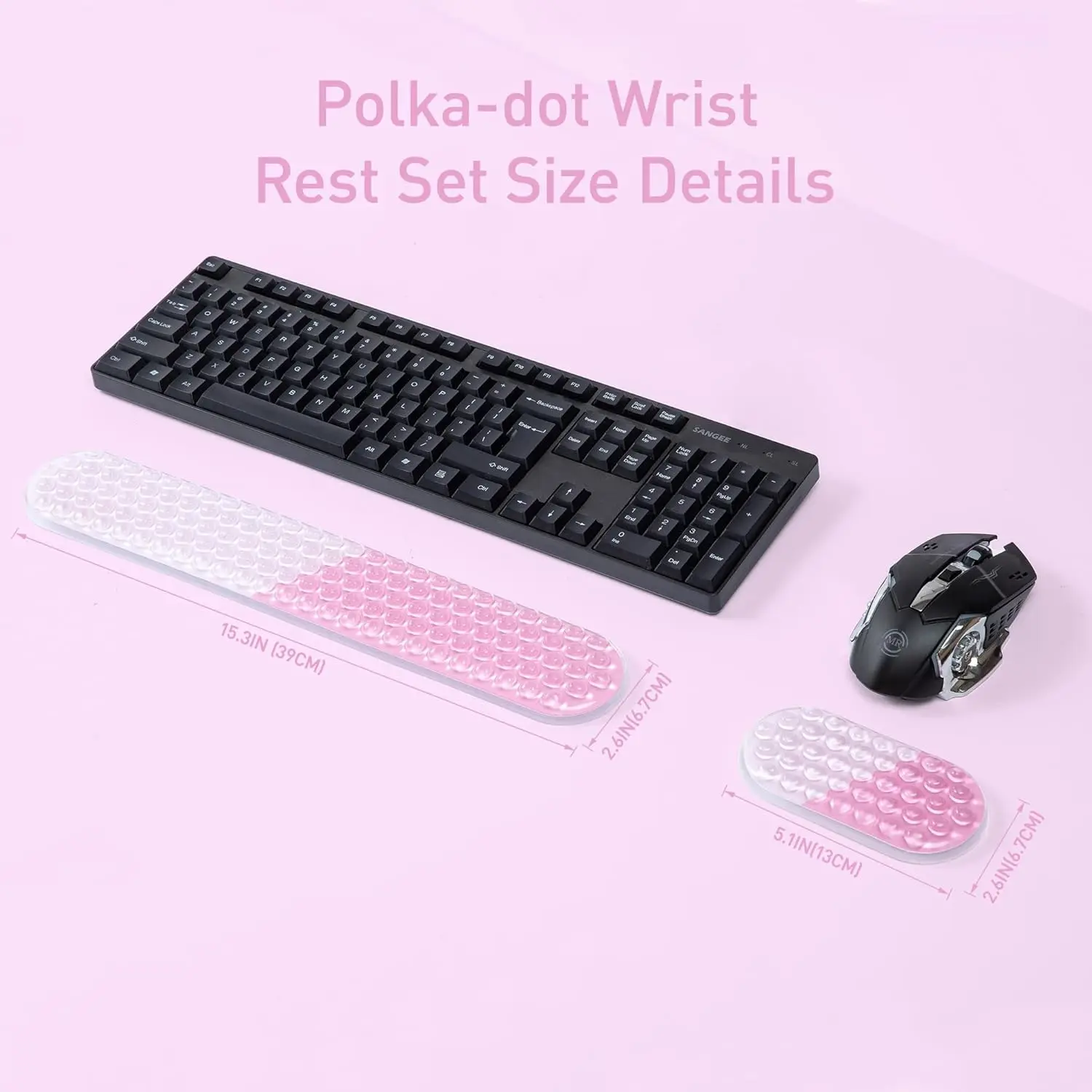 Gel Mouse & Keyboard Wrist Rest Set, Wrist Rest for Computer Keyboard, Mouse Wrist Support, Pain Relief, Cool Touch, Non-Skid