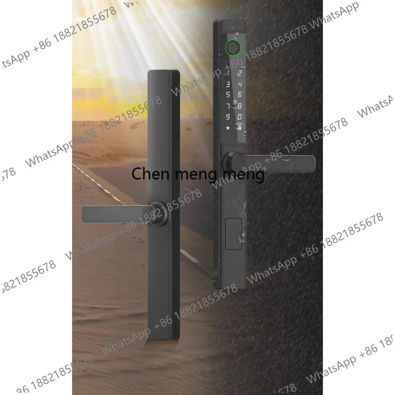 Waterproof fingerprint lock Outdoor double-sided password wrought iron hollow fence door villa, smart lock