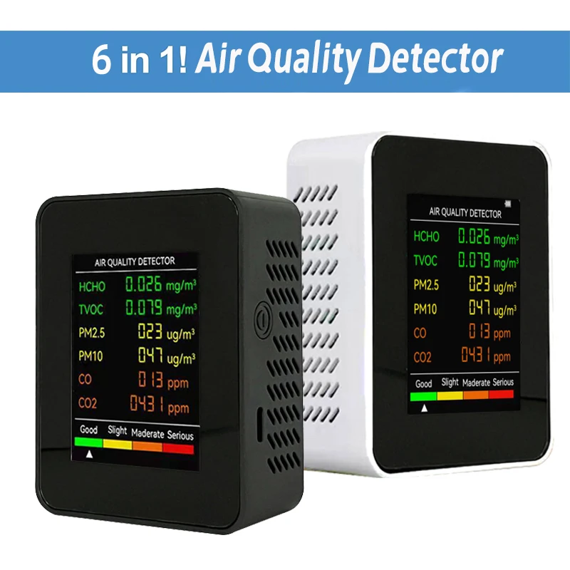 6 In 1 Multifunctional CO2 Air Quality Monitoring Instrument With Automatic Display, Indoor Office Wall Mounted Display Air