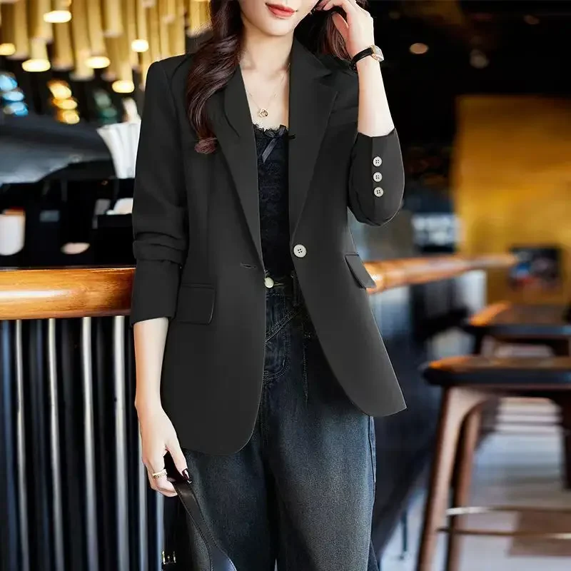 Outerwears Solid Jacket Slit Korean Style Coats for Women Youthful Clothes Luxury Clothing Outdoor Blazer Woman Fall Bring Sale