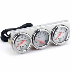 Universal Car 2'' 52mm Chrome Volt Water Temp Gauge Oil Pressure Gauge Triple Gauge Set Kit 3-Gauge Mechanical Kit Gauges