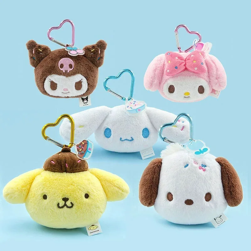 

Cartoon Pompompurin Cinnamoroll Plush Heart Keychain Kawaii My Melody Pochacco Plush Doll Backpack Zipper Charm Ornament Gifts