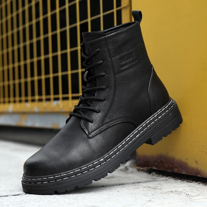 Men's Shoes Casual Leather Shoes Man Outdoor Comfortable Luxury Boots Vintage Men Boots Genuine Leather Side Zipper Ankle Boots
