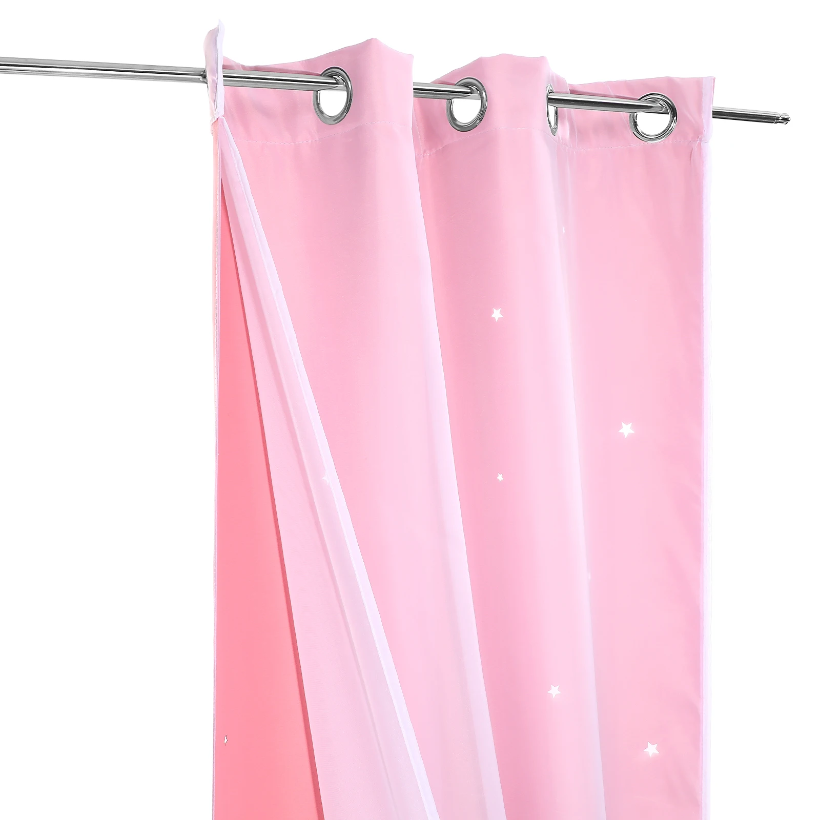

Vorcool Out Blackout Curtains Tulle Overlay With For Bedroom Nursery Romantic Decor (Pink)