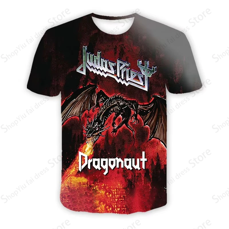 تي شيرت فرقة روك ميتال ثقيلة للرجال والنساء ، طباعة جودا كاهن ثلاثية الأبعاد ، تيشيرتات عصرية ، قمصان أطفال بأكمام قصيرة ، تيشيرتات ، ملابس رجالية