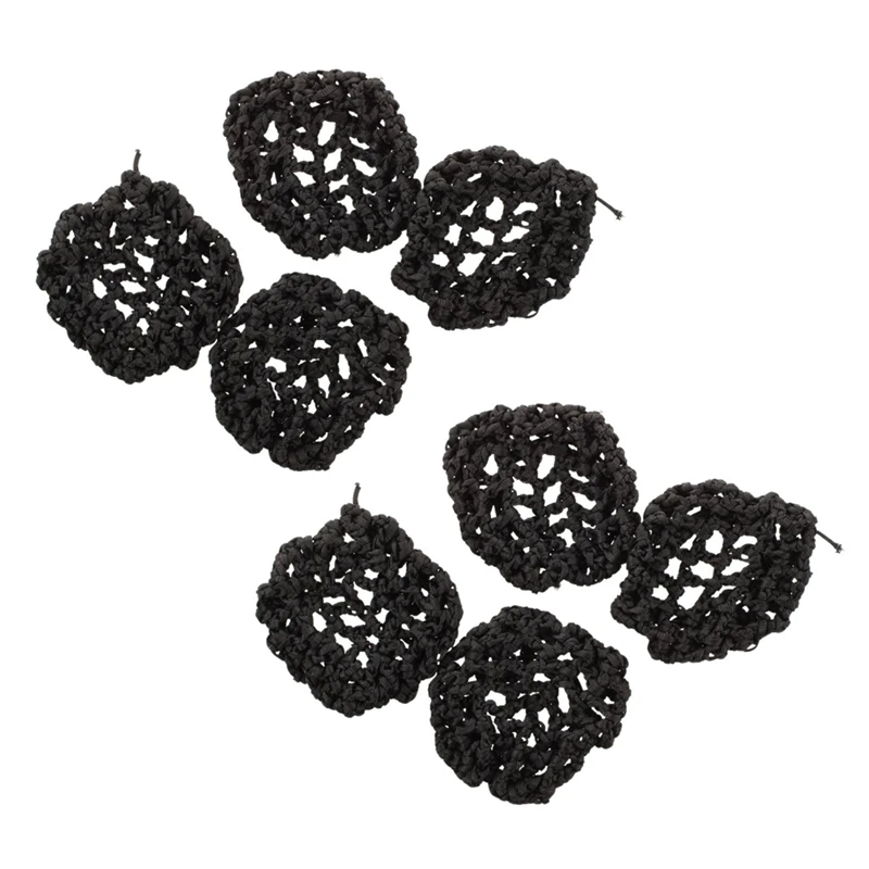 

Hotel Waitress Elastic Nylon Black Snood Net Ballet Bun Hair Covers Ornament 8 Pcs