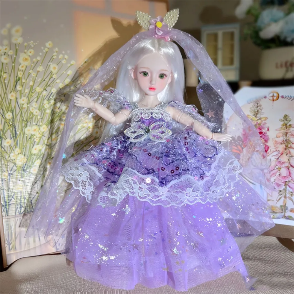 Konijnenmeisje 30Cm Bjd Pop Speelgoed Lang Haar Sterrenhemel Blauwe Ogen Meisje Diy Dress Up Speelgoed Beweegbare Jointed Poppen Dress Up Bjd Poppen