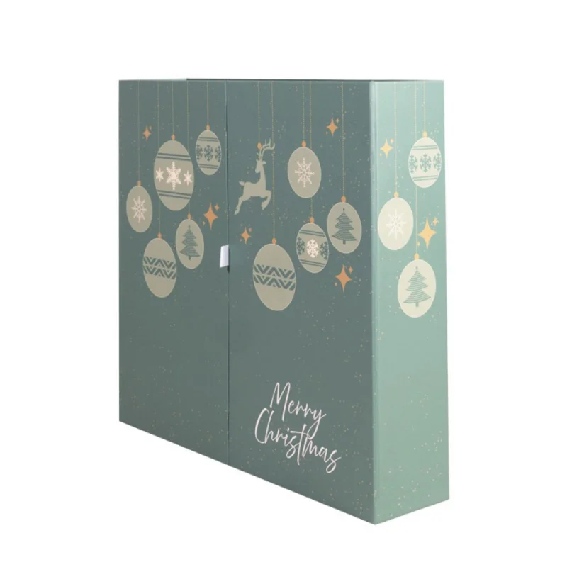 custom.Custom 24 Days Luxury Advent Calendar Mystery Box Kids Embossed Paper Boxes with Recycled Materials Handling