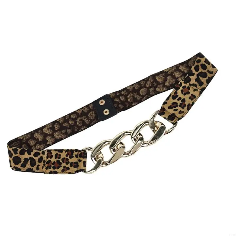 195e cintura elástica retro para mujeres estampado leopardo elegante cinturón silvestre