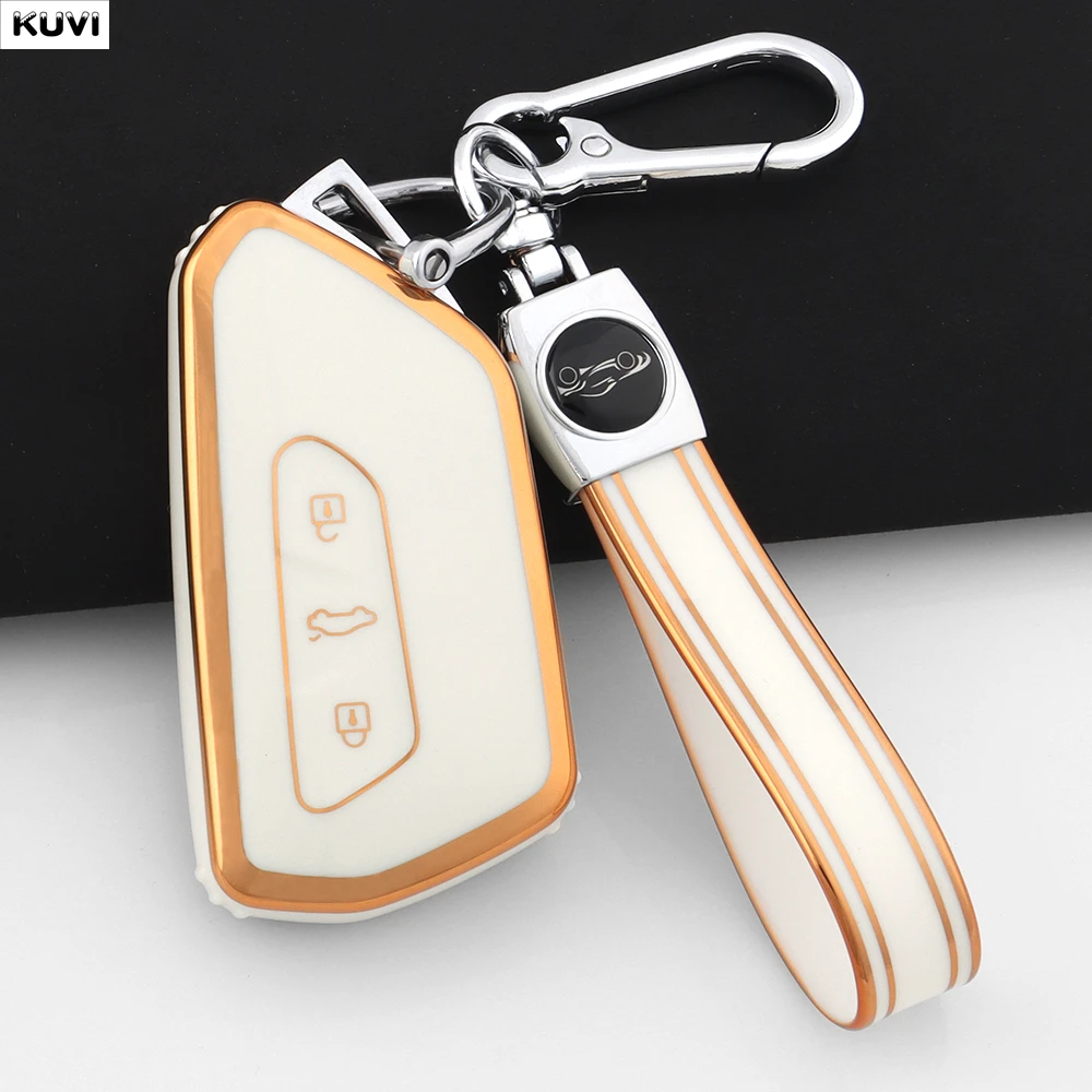For VW Volkseagen Golf 8 MK8 ID.3 ID.4 Cupra Skoda Octavia A8 SEAT Leon MK4 2020 2021 Formentor Tarraco TPU Car Key Case Cover view 2