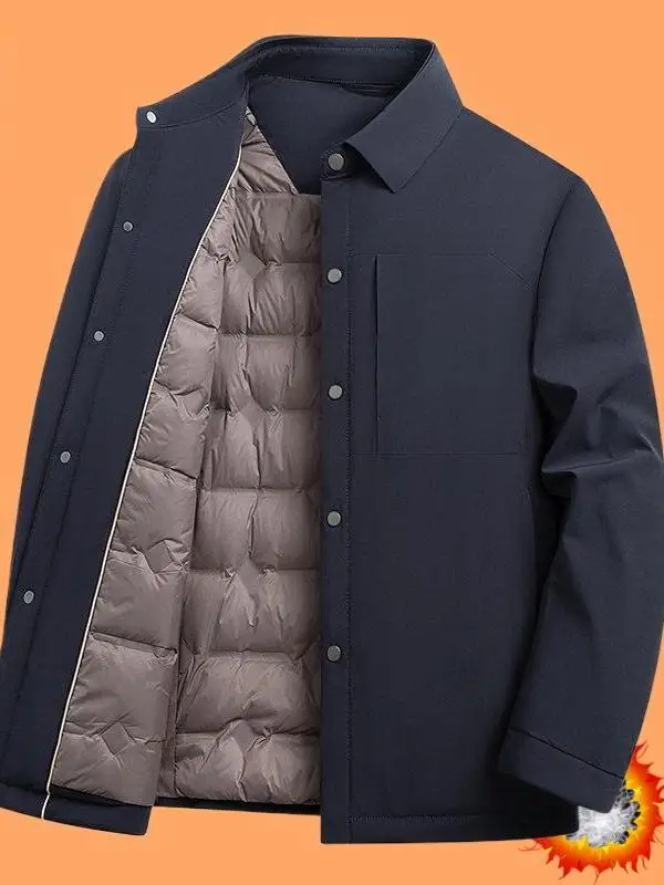 

Goose down Puffer Jacket Lightweight Warm Business Casual Mid-aged Pure Color Outerwear Brand Winter Coat