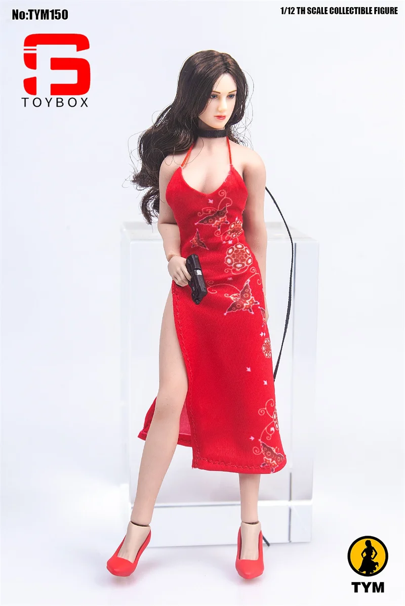 Ada Wong Impresso Cheongsam Action Figure, Feminino Roupas Cosplay, Modelo Fit, 6 "Soldado, Bonecas Do Corpo, Tipo TYM150, Escala 1:12