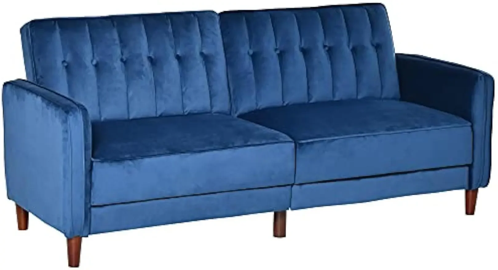 Convertible Sofa Sleeper Futon with Split Back Design Recline, Thick Padded Velvet-Touch Cushion Seating and Wood Legs