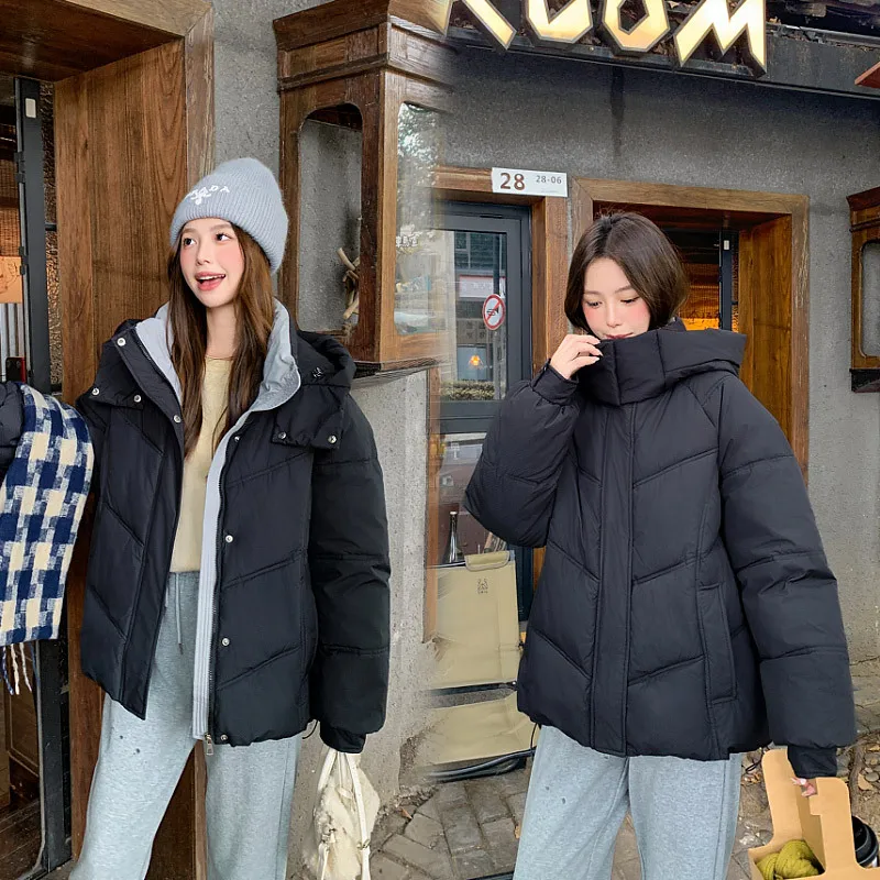 سترات باركاس نسائية معطف شتوي من القطن سميك دافئ مقاوم للرياح مع قلنسوة مغطى بأزرار وسحاب معطف ملابس خارجية للسيدات للمكتب #6